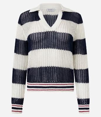 Camisa Polo Oversized Esportiva em Tricô com Estampa Listrada