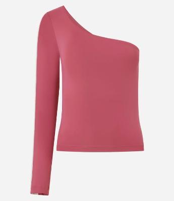Blusa Ombro Único em Microfibra com Recorte Contrastante na Manga
