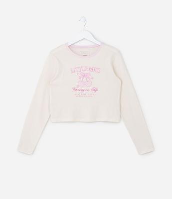 Blusa Curta Infantil com Estampa Cerejas - Tam 5 a 14 Anos