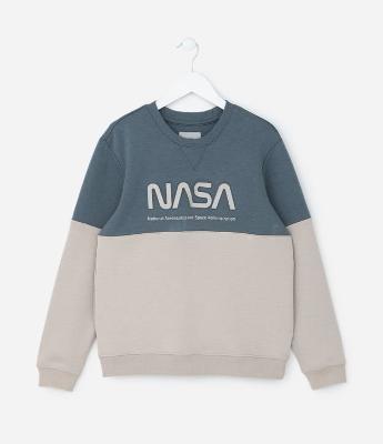 Casaco Infantil com Estampa em Relevo NASA - Tam 5 a 14 Anos