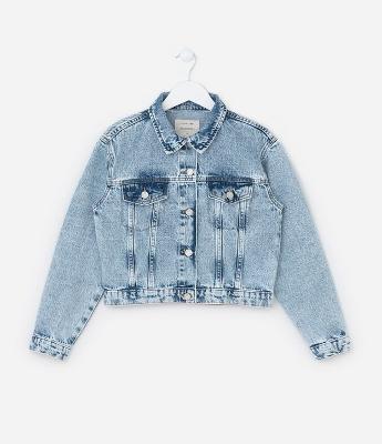 Jaqueta Curta Infantil em Jeans com Brilhos - TAM 5 A 14 Anos