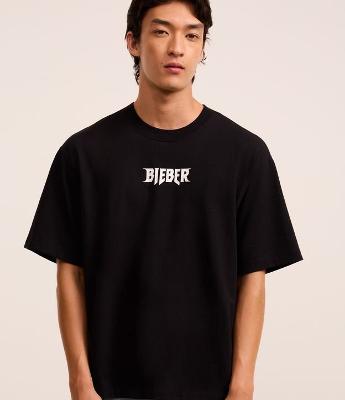 Camiseta Boxy em Malhão com Estampa Justin Bieber
