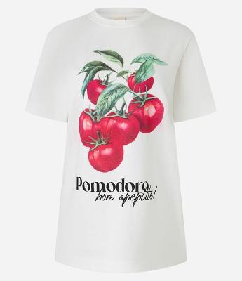 Camiseta em Algodão com Estampa Pomodoro Bom Apetite