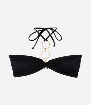 Biquíni Top Bandeau em Microfibra com Argolas Metalizadas