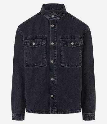 Camisa Oversized Boxy em Jeans com Efeito Marmorizado
