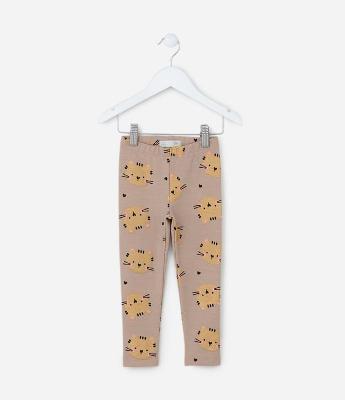 Calça Legging Infantil com Estampa Tigrinho - Tam 1 a 6 Anos