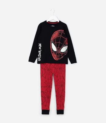 Pijama Infantil Longo com Estampa do Homem Aranha Brilha no Escuro- Tam 3 ao 10 anos
