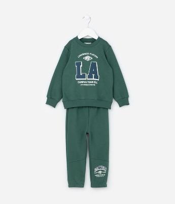 Conjunto Infantil College em Moletom com Estampa Lettering - Tam 1 a 5/6 Anos