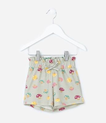 Short Infantil com Estampa Cogumelos - Tam 1 a 6 Anos