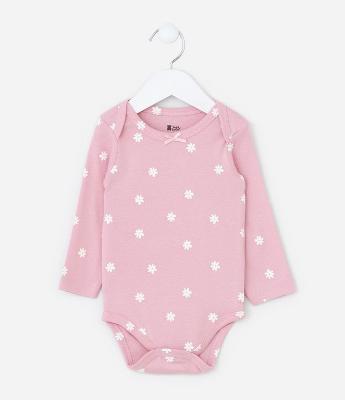 Body Infantil com Estampa Margaridas - Tam RN a 18 Meses