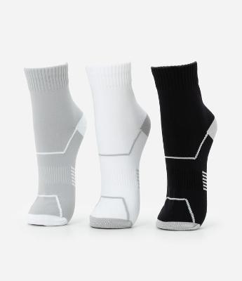Kit 03 Meias Cano Médio Esportivas em Poliamida com Estampa de Listra