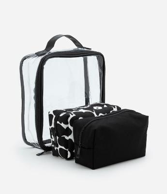 Kit 03 Nécessaires com Tamanhos Diversos e Estampa Floral