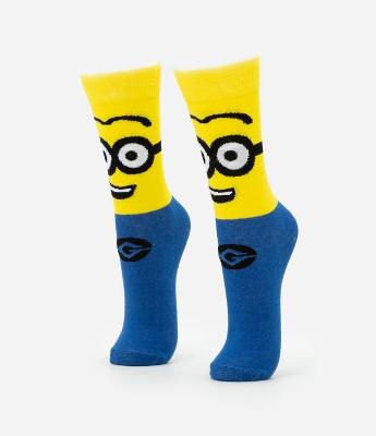Meia Cano Alto em Algodão com Estampa Minions