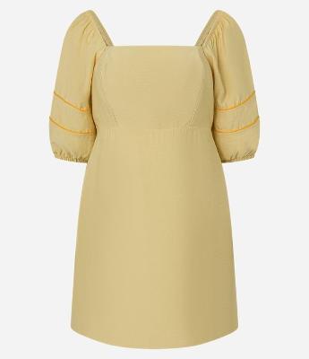 Vestido Curto em Viscose com Pipping Contrastante e Zíper