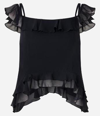 Blusa Curta em Chiffon com Babadinhos