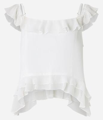Blusa Curta em Chiffon com Babadinhos