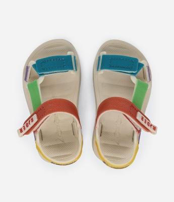 Sandália Infantil com Tiras Coloridas e Velcro - Tam 19 ao 27