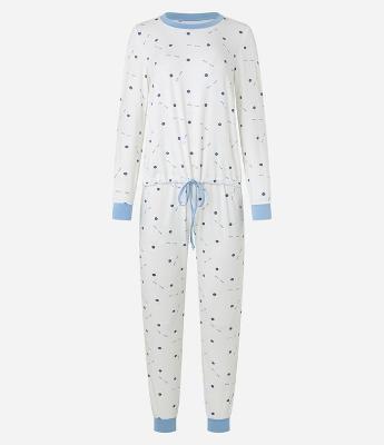 Pijama Longo em Peach Touch com Estampa de Bolinha de Tênis