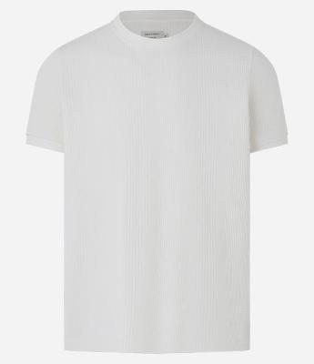 Camiseta Regular com Gola Redonda e Textura Vertical