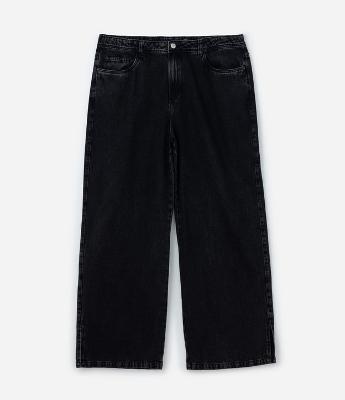 Calça Wide Leg em Jeans Marmorizado Curve & Plus Size
