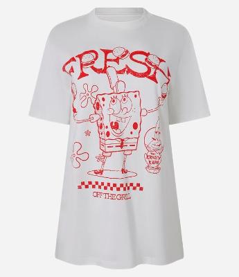 Camiseta Alongada em Algodão com Estampa Bob Esponja
