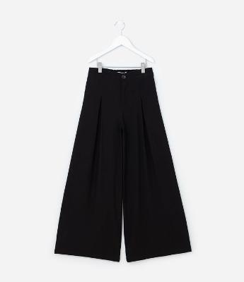 Calça Wide Leg Infantil em Alfaiataria com Pregas - Tam 5 a 14 Anos