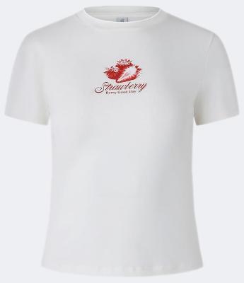 Blusa New T-shirt em Algodão com Estampa de Moranguinho