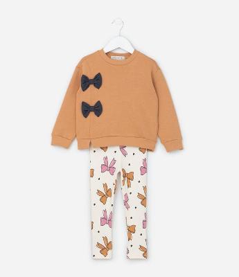 Conjunto Infantil com Lacinhos Aplicados - Tam 1 a 6 Anos