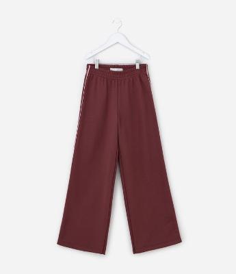 Calça Wide Leg Infantil com Viés Contrastante - Tam 5 a 14 Anos