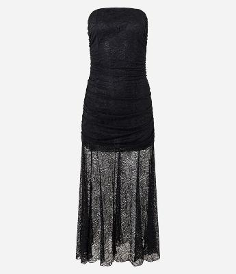 Vestido Longo em Renda Texturizado com Forro Curto