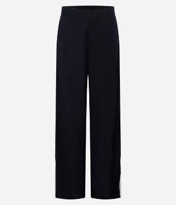 Calça Reta em Viscose com Detalhe Contrastante na Lateral