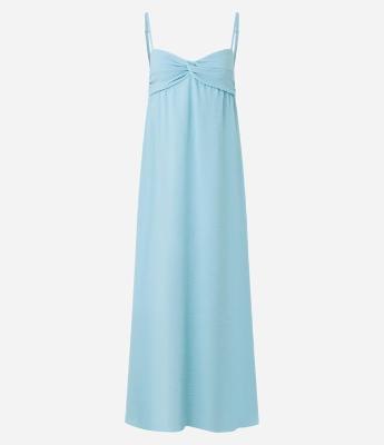 Vestido Longo em Crepe Airflow e Busto Torcido
