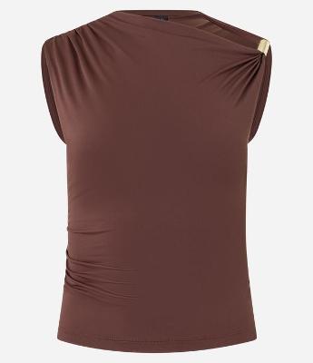 Blusa em Jersey com Aviamento no Ombro
