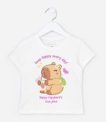 Blusa Infantil com Estampa Capivara - Tam 1 a 6 Anos