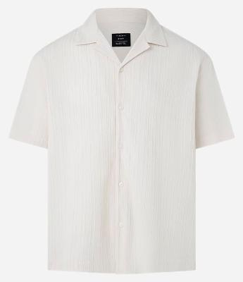 Camisa Boxy em Algodão com Gola Bowling Texturizada