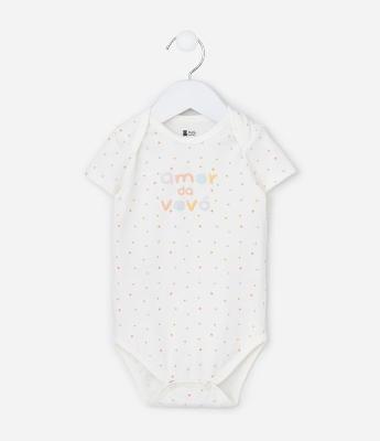Body Infantil em Algodão com Lettering Amor da Vovó - Tam RN a 18 meses