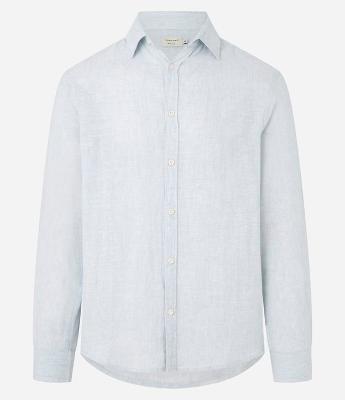 Camisa com Linho Gola Colarinho e Abotoamento