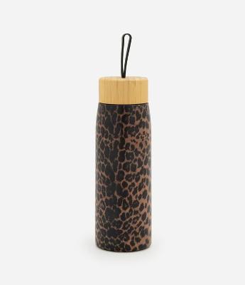 Garrafa Térmica Animal Print com Tampa Contrastante e Alça de Silicone 500ml