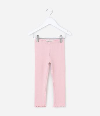 Calça Legging Infantil Canelada com Frufru na Barra - Tam 1 a 6 Anos
