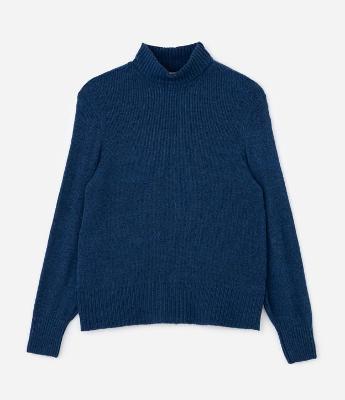 Suéter em Tricô com Gola Alta e Manga Bufante Curve & Plus Size