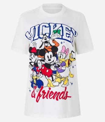 Camiseta Alongada em Algodão com Estampa Mickey e Friends