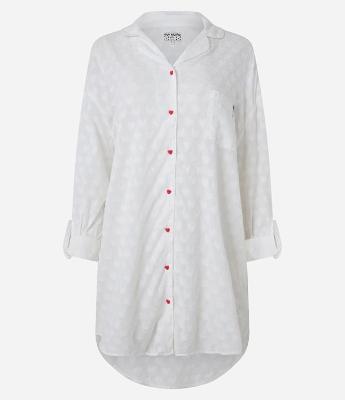 Camisola Americana em Chalis Texturizado de Corações