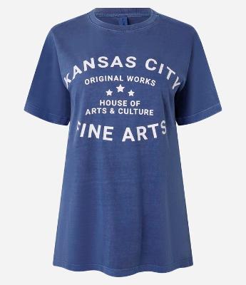 Camiseta Alongada em Algodão com Lettering Kansas City