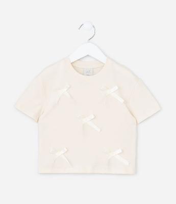 Blusa Infantil com Lacinhos Aplicados - Tam 1 a 6 Anos