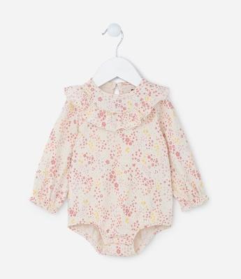 Body Infantil com Textura e Babadinhos - Tam 0 a 18 meses