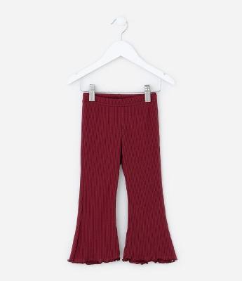 Calça Flare Infantil Canelada com Frufru na Barra - Tam 1 a 6 Anos