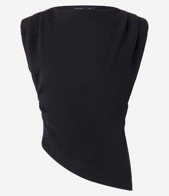 Blusa em Crepe com Pregas no Ombro e Ombreiras