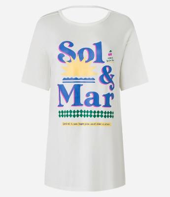Saída de Praia Camiseta com Lettering Sol e Mar