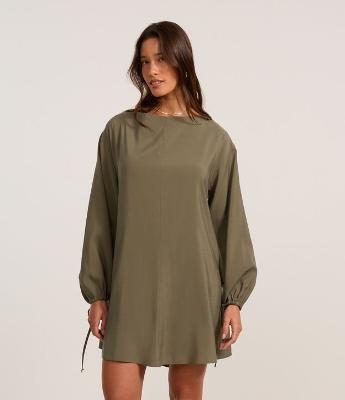 Vestido Godê em Tricoline com Manga Longa