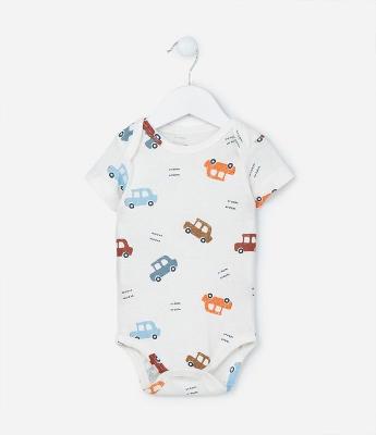 Body Infantil em Algodão com Estampa Carrinhos - Tam RN a 24 meses